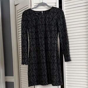 INC International Concepts Black and Gray Long Sleeve Dress